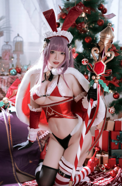 巨乳cos-半半子-Christmas Bunny Aike（41P,457M）